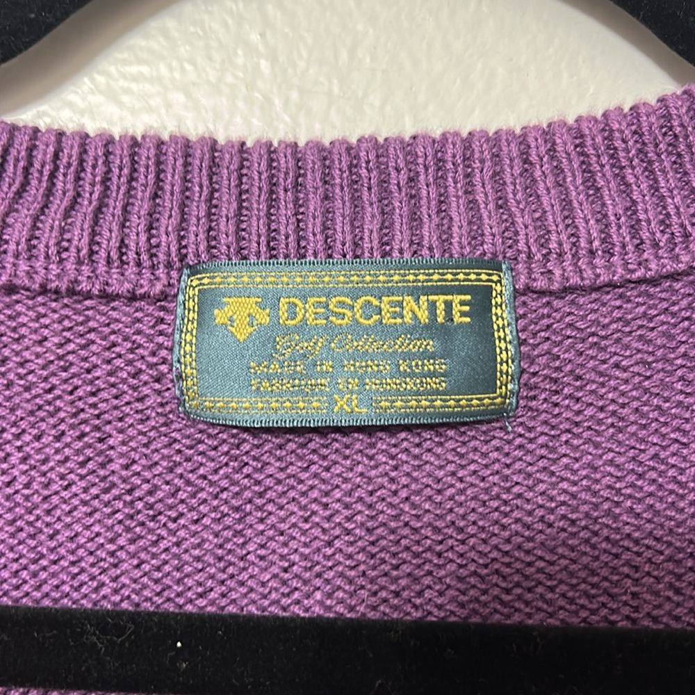 Vtg Descante Purple Cable Knit Women's Golf Sweater Vest Size XL - Picture 2 of 5